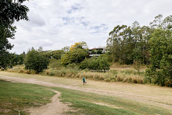 Walking the pooch along Kedron Brook.