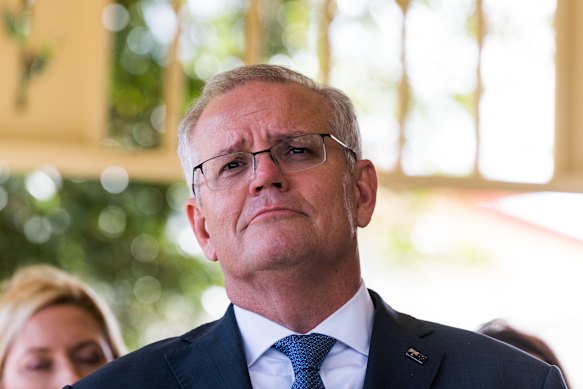 Australian Prime Minister Scott Morrison during a visit to the Parks Lifestyle Village in the seat of Boothby on Wednesday.