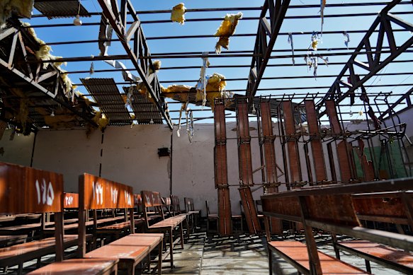 A view of the education centre that was attacked by a suicide bomber, in Kabul on Friday.