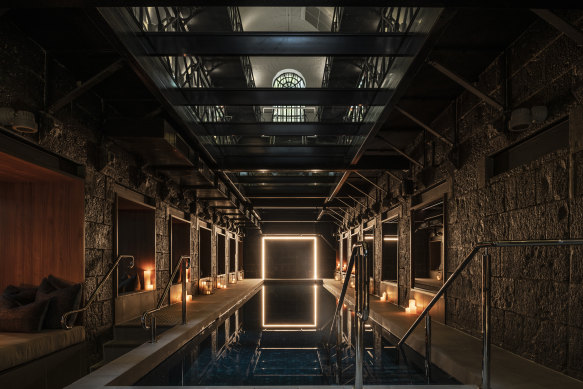 The hotel’s subterranean pool.