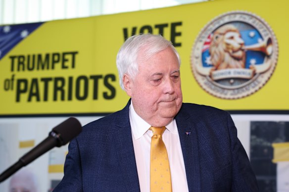 Trumpet of Patriots chair Clive Palmer.