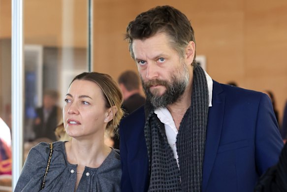 Ben Quilty with his wife, screenwriter and author Kylie Needham, whose novel and other work were also “scraped” without permission. 