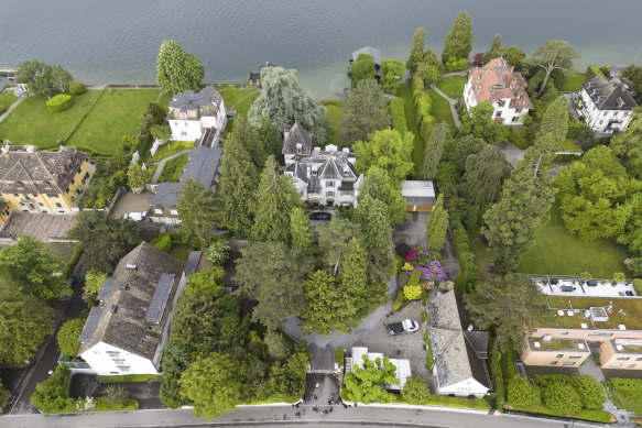 An aerial view of Tina Turner’s home in Kuesnacht near Zurich, Switzerland.