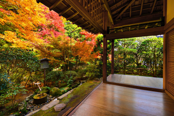 Autumn foliage outside Eikan-do.