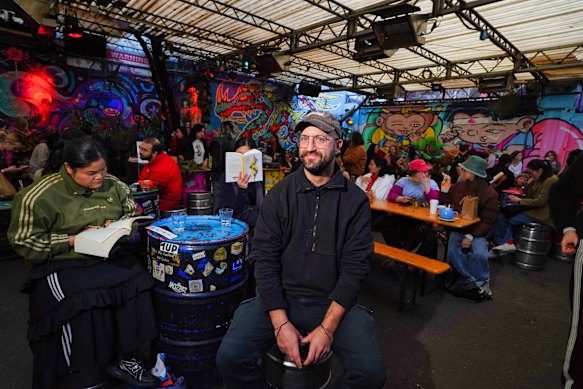 Reading the room: Book Doof founder Grant Krupp pictured at Section 8 bar in Melbourne CBD.