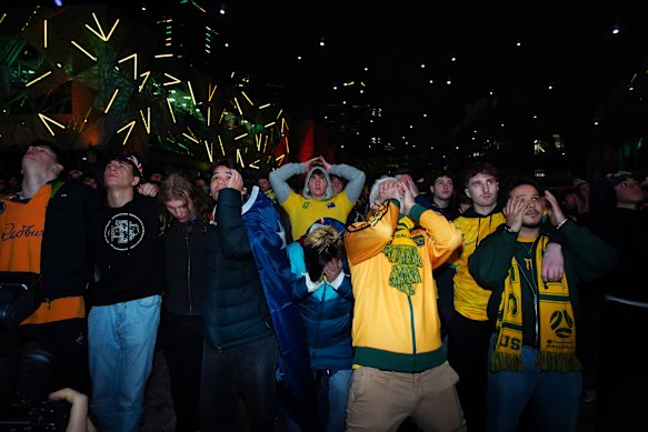 Craig Foster reacts to the penalty shootout.