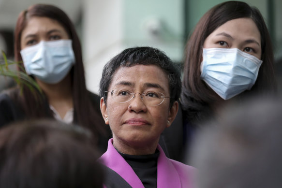 Journalist Maria Ressa following a court ruling at the Court of Tax Appeals in Quezon City, Philippines.