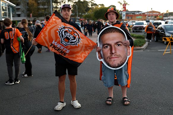 Tigers fans start to arrive at Campbelltown Sports Stadium.