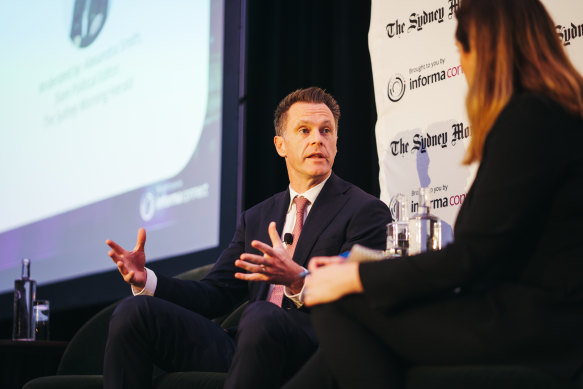 Premier Chris Minns with Alexandra Smith at the Sydney Summit. 