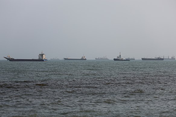 Vessels anchored in the Strait of Hormuz in August. 