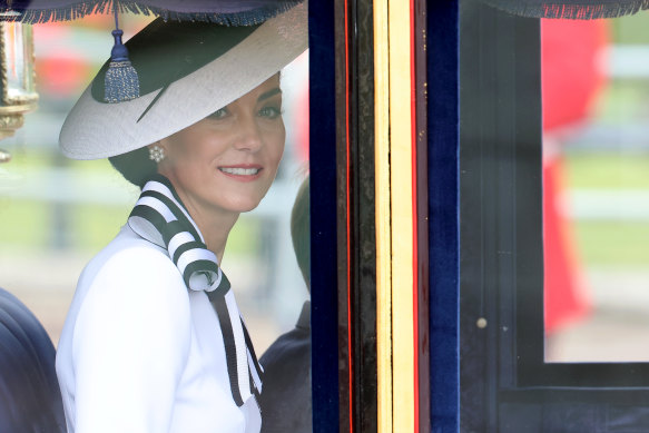 Catherine, Princess of Wales, during Trooping the Colour at Buckingham Palace.