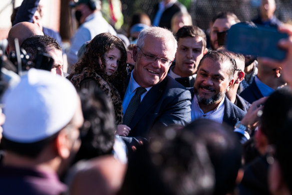 Prime Minister Scott Morrison attends Eid Prayers at Parramatta Mosque in Sydney this morning.