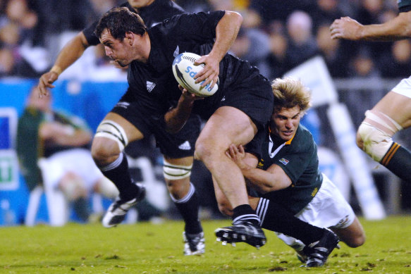 Carl Hayman taking on the Springboks in 2007. The former All Black has revealed he has been diagnosed with early onset dementia at the age of 41. 