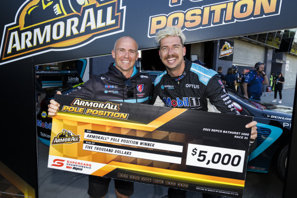 Lee Holdsworth, left, and Chaz Mostert at Bathurst. 