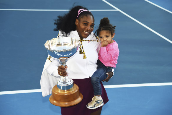 Serena Williams, with her daughter Olympia, was pregnant when she won the Australian Open. 