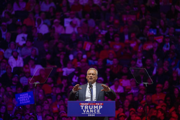 Kennedy speaking to a Trump campaign rally in October at Madison Square Garden in New York. 