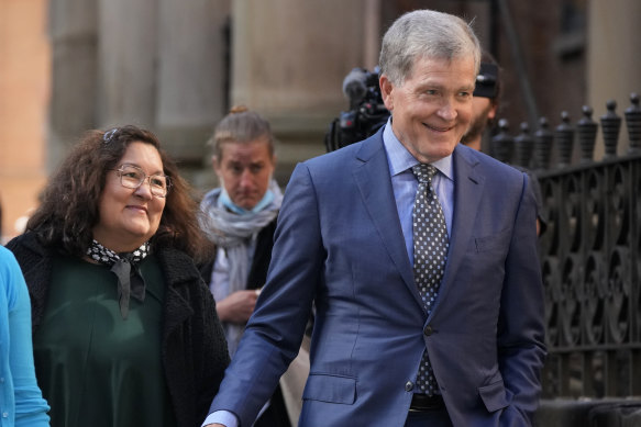 Steve Johnson (right) and his wife Rosemarie arrive at the Supreme Court in May 2022 for the sentencing of Scott Johnson’s killer.