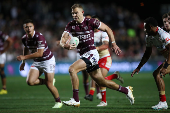 Manly fullback Tom Trbojevic was lethal on Friday night at Brookvale.