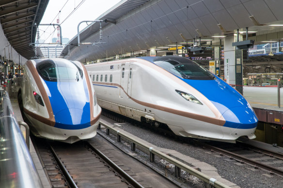 Japan’s Shinkansen fast trains carried 295 million passengers in 2022, and reach speeds of up to 320km/h. 