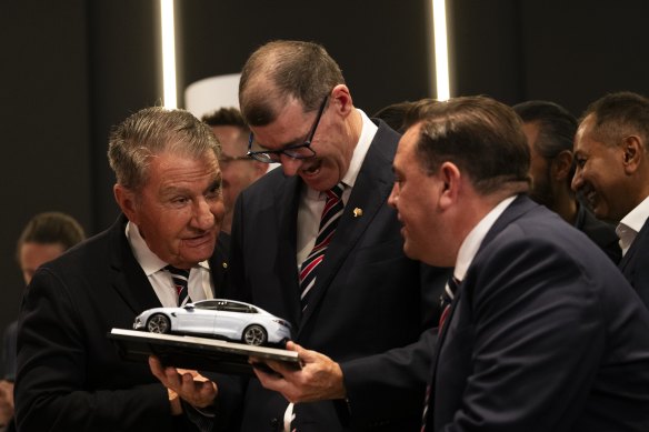 Roosters supremo Nick Politis was on hand as the club announced a new sponsorship with electric vehicle company BYD.