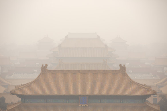 The Forbidden City is seen on a day with high levels of air pollution in Beijing.