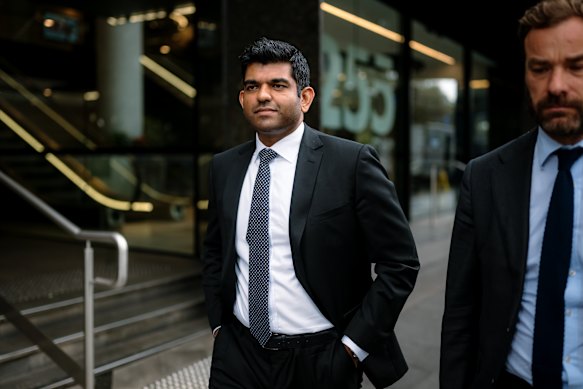 Sharangan Maheswaran outside the ICAC on Wednesday. 