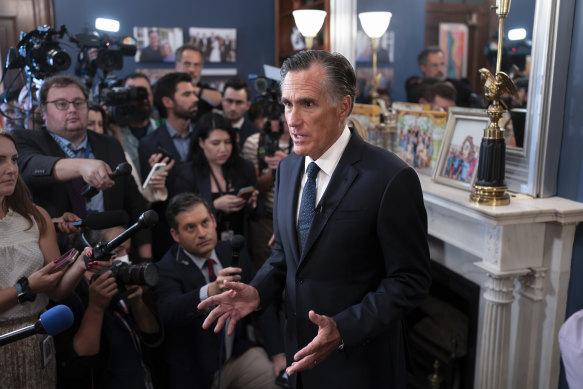 Senator Mitt Romney tells reporters on Capitol Hill he will not run for reelection in 2024.