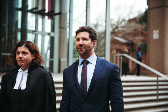 Former commando Heston Russell outside the Federal Court with his barrister Sue Chrysanthou, SC.