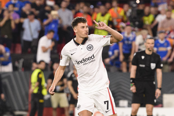 Ajdin Hrustic scored in the penalty shootout that won the UEFA Europa League final for Eintracht Frankfurt last season.