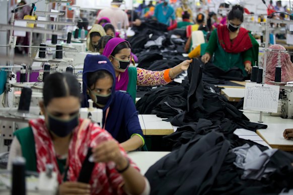 Garment workers in Bangladesh, which has been linked in the past to forced  labour.