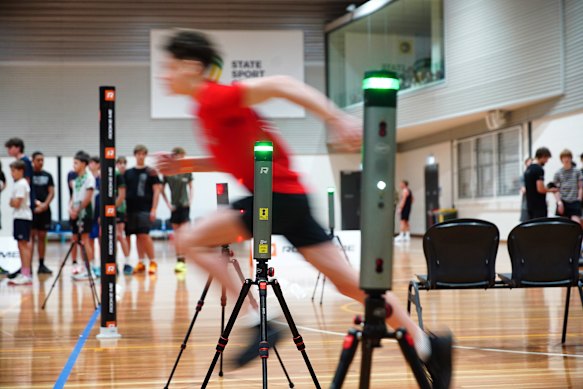 Participants aged 13 to 23 are put through a series of high-performance tests during the Australian Institute of Sport’s Future Green and Gold Talent Search in Melbourne.