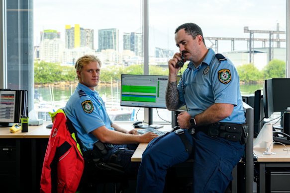 Constables Nathan Bell and Jayden Stevens at the Marine Area Command base.
