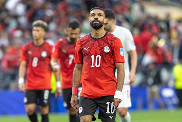 Mohamed Salah durante el enfrentamiento de Egipto con Irán en Seattle.
