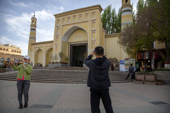 The Id Kah Mosque in Kashgar, Xinjiang, during a government organised visit for foreign journalists last month.