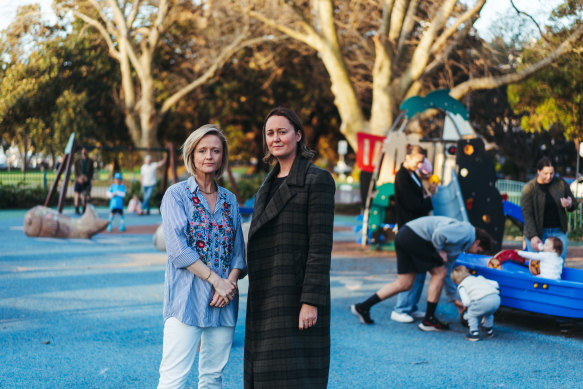 Jennifer McCloy (left) was the surrogate mother to her close friend Edwina Peach. This experience has led her to campaign for a call to action to change surrogacy laws in Australia.
