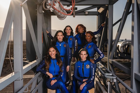 The all-female crew of  Blue Origin’s upcoming flight includes (clockwise from top left) Katy Perry, Gayle King, Aisha Bowe, Kerianne Flynn, Lauren Sanchez and Amanda Nguyen.