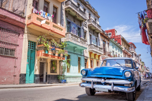 Classic vintage American car in Havana, Cuba.