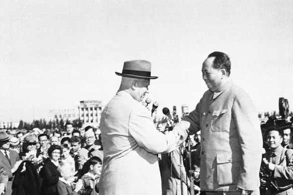 Putin and Xi’s predecessors: Mao Zedong welcomes Soviet Premier Nikita Khrushchev to Beijing in 1959.