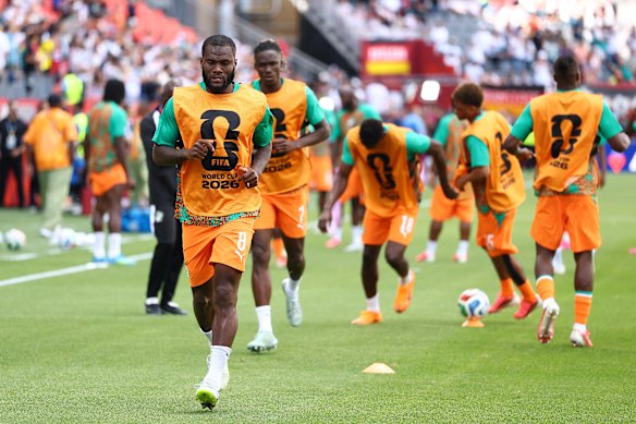 Franck Kessie warms up with his Ivory Coast.