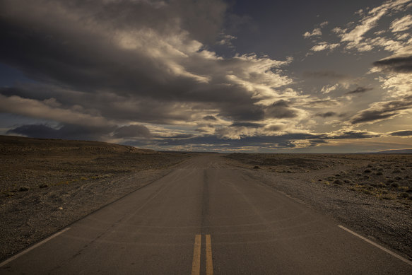 The paved area of Route 288 ends abruptly in the Patagonia region of Argentina. 