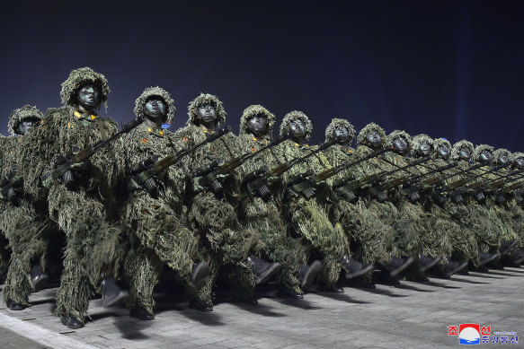 A government photo of soldiers on parade.