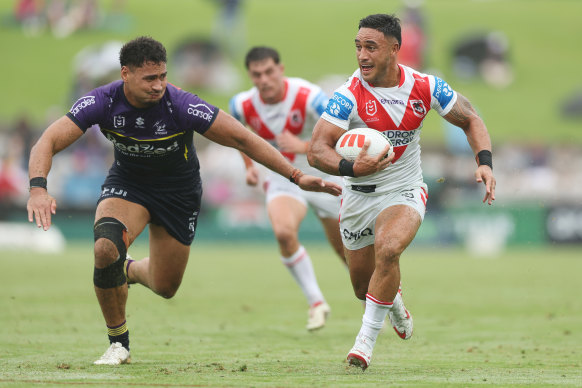 Val Holmes in action against the Storm.