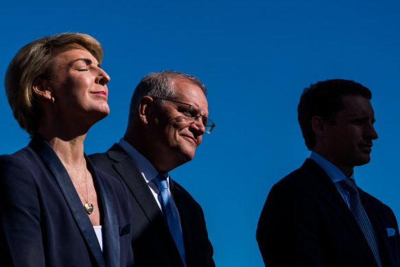 In the background:  Michaelia Cash and Scott Morrison on the hustings in Western Australia