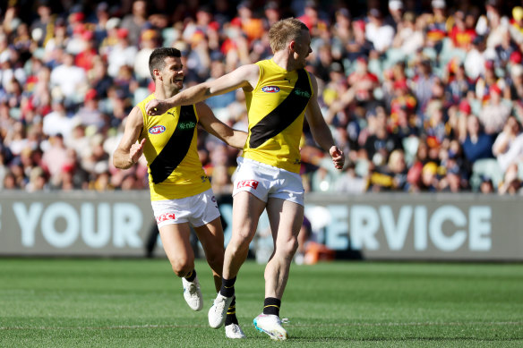 Rested: Trent Cotchin and Jack Riewoldt.