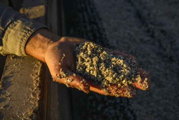 Pilbara Minerals’ lithium mine in Western Australia produces spodumene –  a crystalline powder that is about six per cent lithium. 