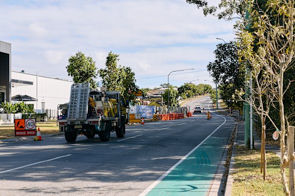 Roadworks and development along Canvey Road, Upper Kedron.