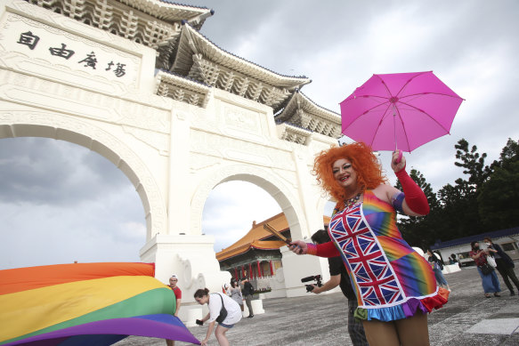 Participants march during the 'Taiwan Pride March for the World!' at Liberty Square.