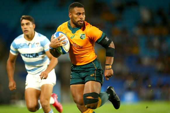 Wallabies star Samu Kerevi against Argentina in last year’s Rugby Championship.