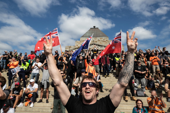 The protests at the Shrine of Remembrance were widely condemned.