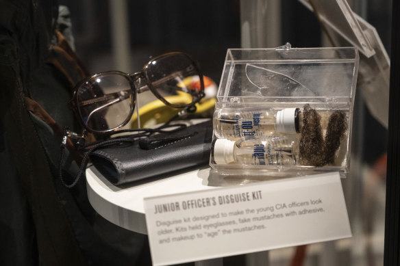 A junior officer disguise kit is on display at the CIA museum.